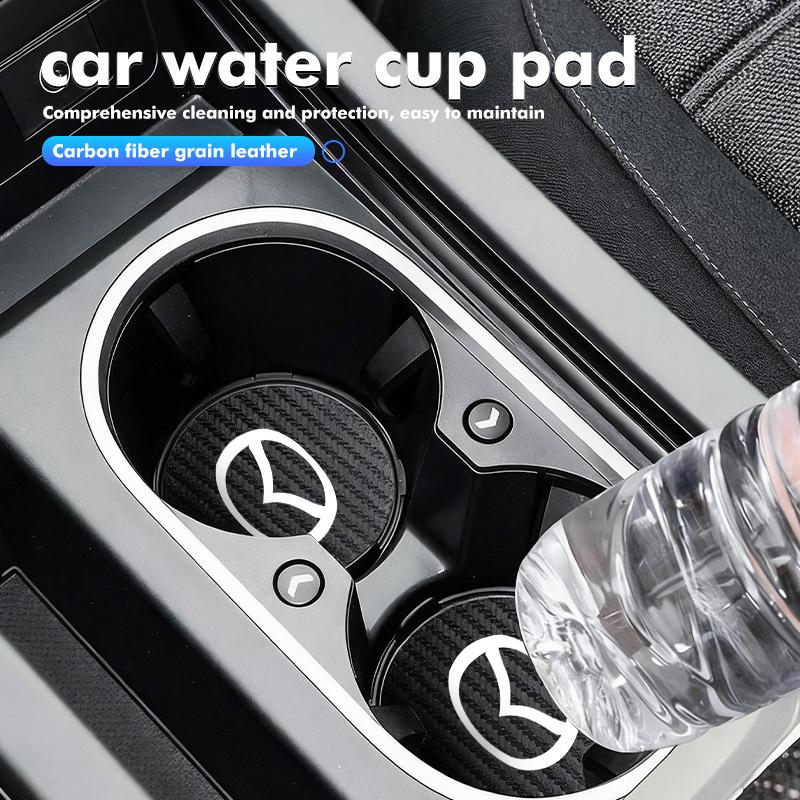 For Mazda 2Pcs Car Interior Leather Coaster Anti-noise Water Cup Pad 2 3 5 6 Axela Atenza Speed 6 CX3 CX4 CX5 CX7 CX8 CX9 MS g1