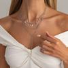 Rhombus Sequins Drop Pendant Necklace Multi Layer Hip Hop Necklace Metal Bead Chain  Party Match