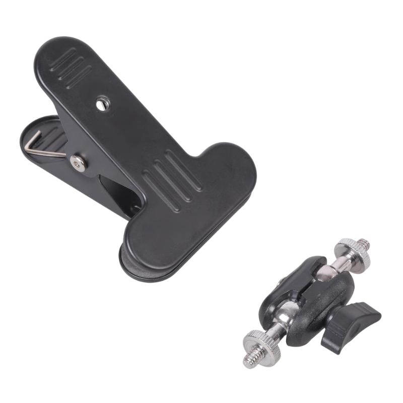 Metal Clamp With 1/4inch External Screw And Rotating Ball Head For Camera Lighting Studio Equipment Mounting Accessories