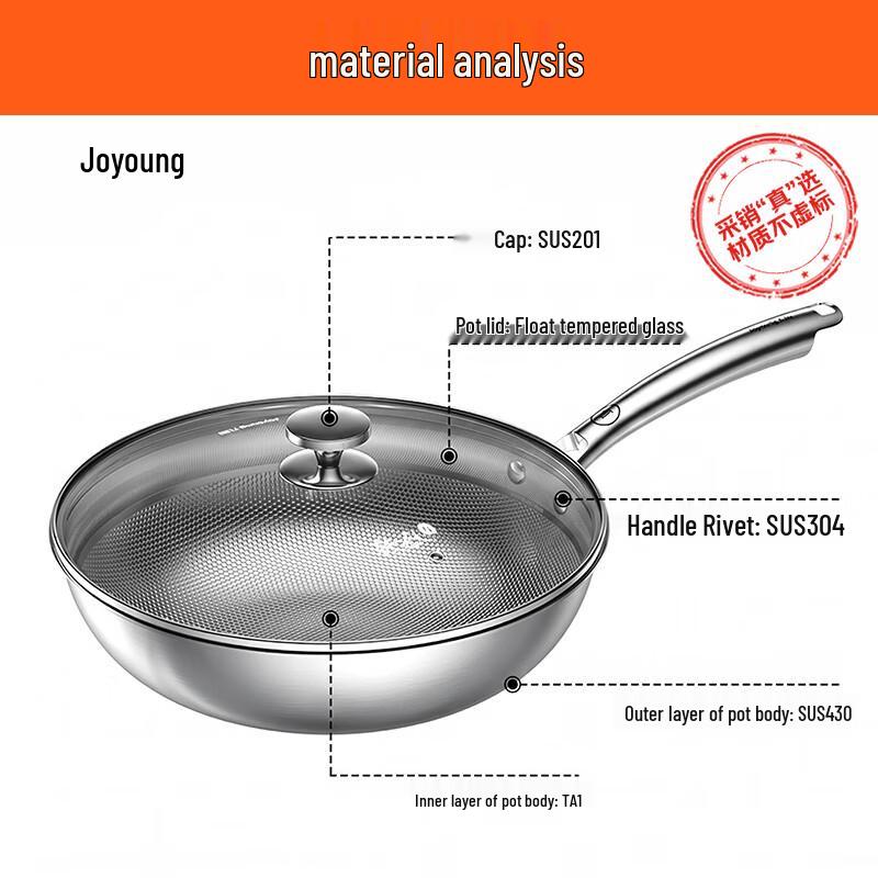 Joyoung 32cm Pure Titanium Non-stick Wok