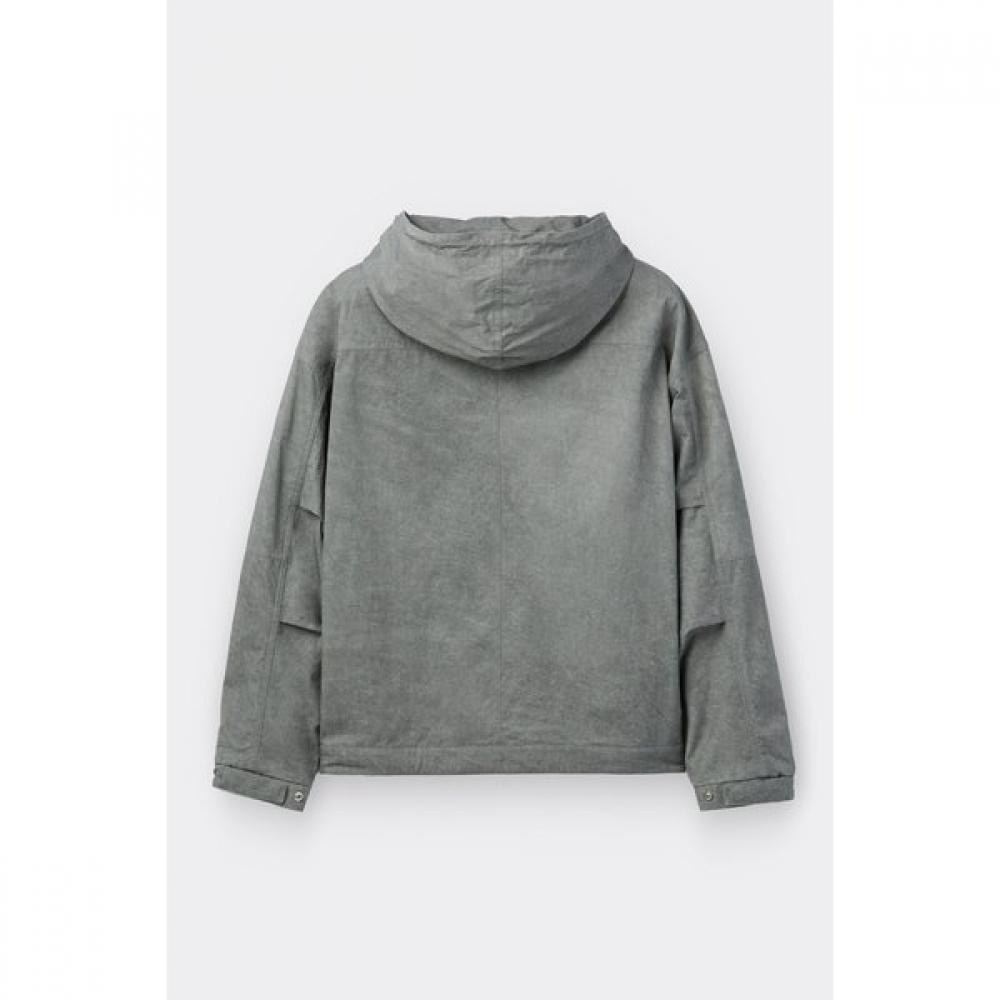 Customellow Loose Fit Vintage Dying Cotton Hoodie Jacket Light Gray Cwuaa25514gy