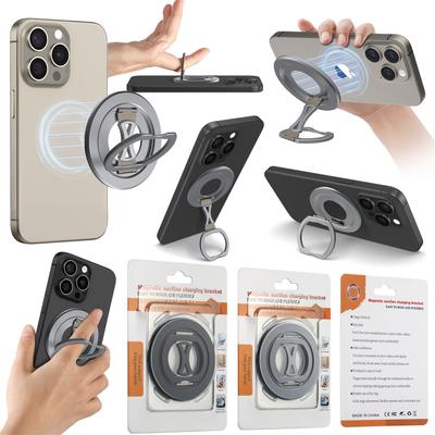 Ultra-thin Aluminum Alloy Folding Bracket, Strong Magnetic Magsafe Magnetic Ring Bracket 360 ° Mobile Phone Back Sticker Ring