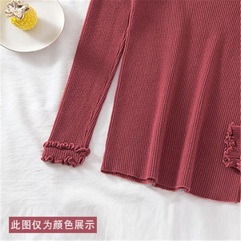 

Женские пуловеры на весну и осень, вязаные свитера, рубашка для начинающих, с длинным рукавом, с v-образным вырезом в полоску, тонкие топы, однотонные топы, один размер One Size кирпич красный