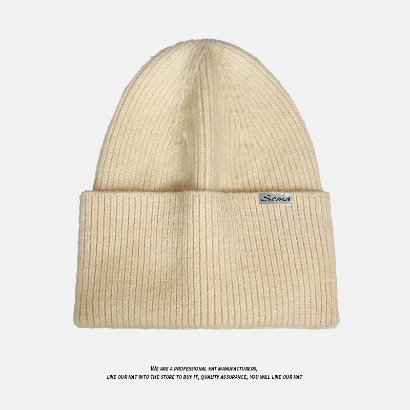 Rabbit Fur Hat for Women In Autumn and Winter Versatile Plush Knitted Woolen Hat Large Head Circumference Warm Ear Protection Head Covering Cold Hat