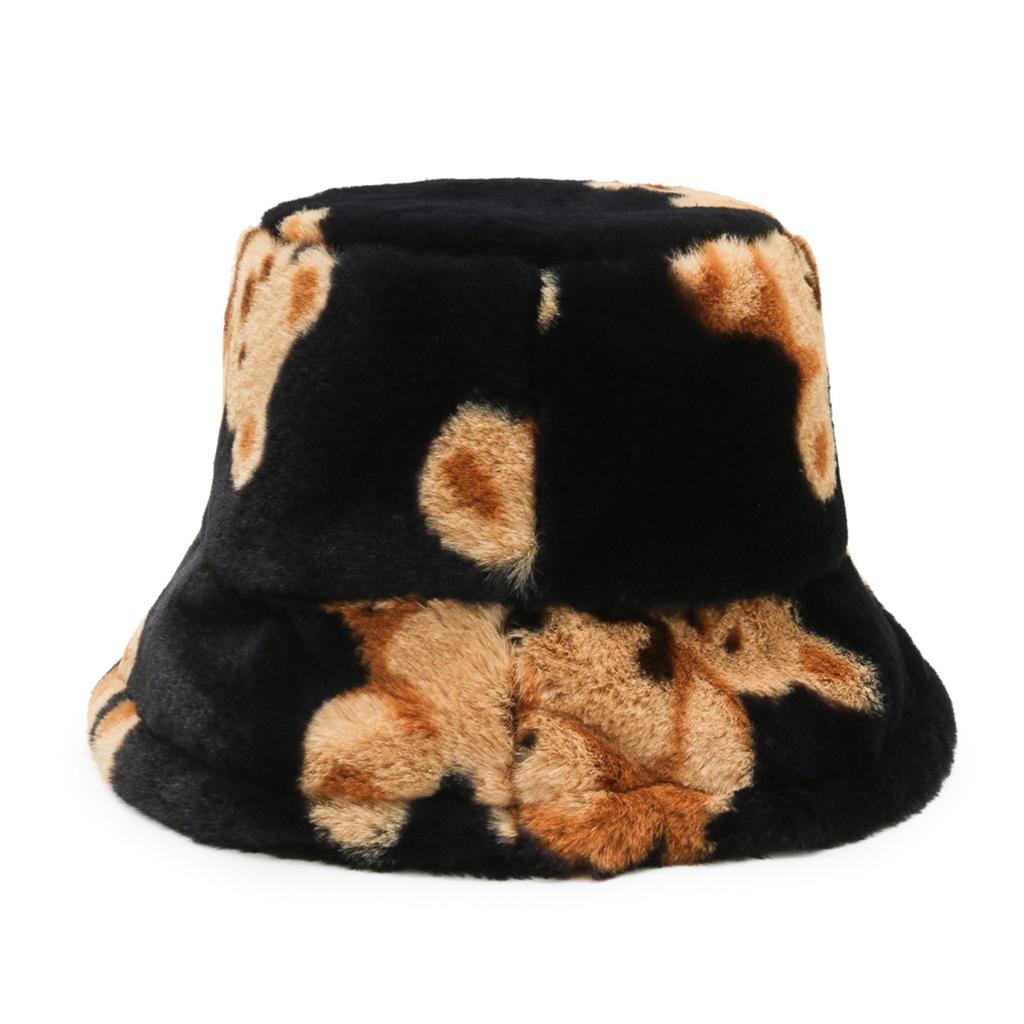 Winter Plush Bucket Hat For Women Bear 