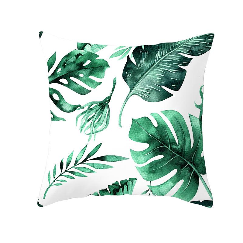 Summer Tropical Plants Decorative Pillowcase Green Leaves Throw Pillow Case Polyester Printing Pillow Cover 45X45Cm
