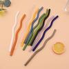 12-piece Wavy Glass Straws Set with 2 Cleaning Brush Reusable 20cmx0.8cm Curved Drinking Straws