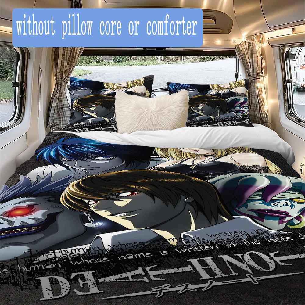 Death Note Pattern Bedding,Quilt Set Quilt Cover Pillowcase Home Birthday Gift (1*duvet Cover+2*pillowcase,without core)XSJT0917484