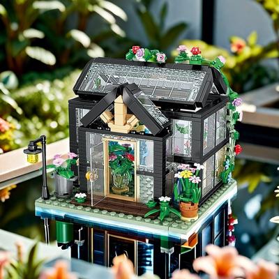 Flower House Building Block Set City Street House Flower Shop Building Block Transparent Bricks Toy Gift for Children or Girls