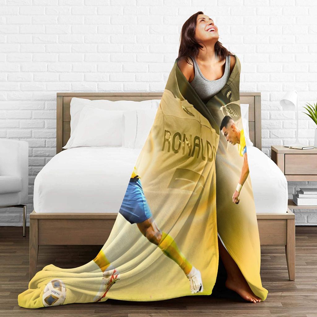 CR7 Knitted Blanket Coral Fleece Plush Warm Throw Blanket for Car Sofa Couch Bedspread