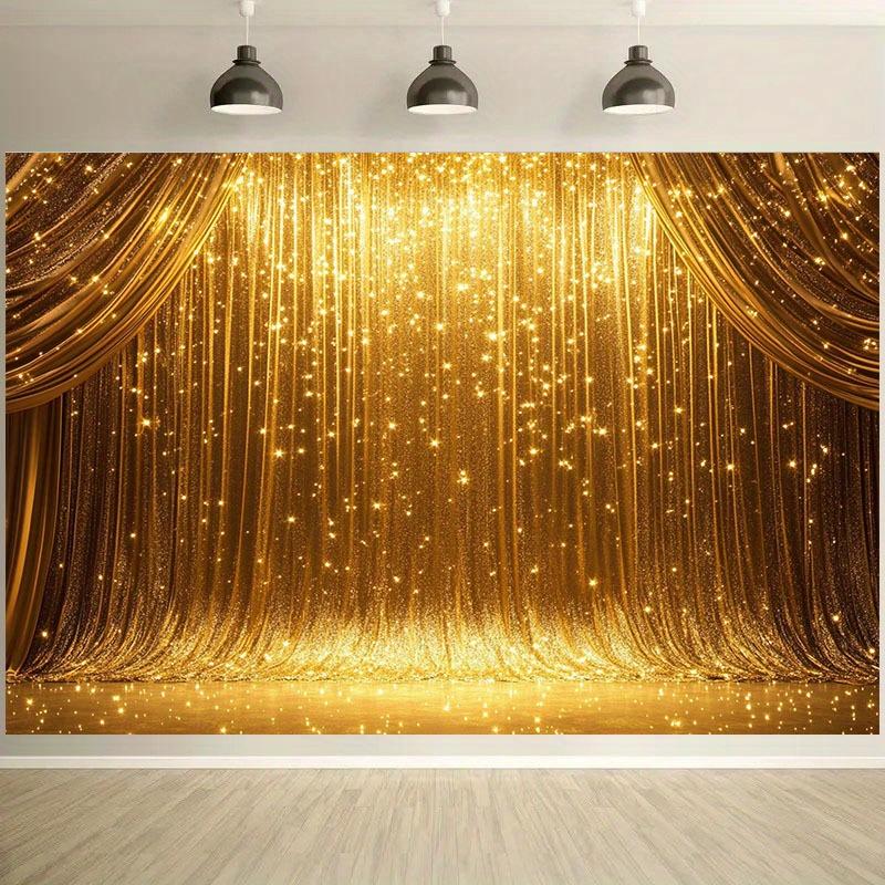 1 piece of golden glittering starry sky background fabric - durable polyester suitable for wedding and birthday photo booths