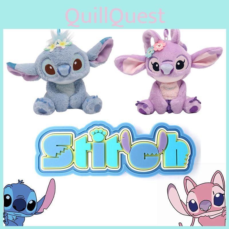 Kuscheliger Disney Lilo Stitch 3,9 Zoll Angel Plüsch-Schlüsselanhänger Weiche Stoffpuppe Kinder Weihnachtsgeschenk