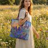 Gesteppte Tragetasche Retro-Print Stoff Pendler-Tote Vintage Leicht Faltbare Handtasche für Damen Tägliche Nutzung Reise Einkaufen
