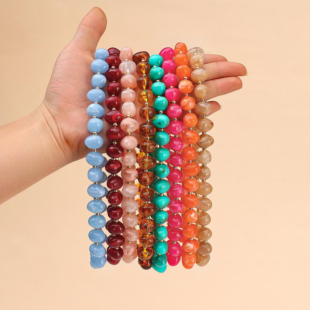 Colorful Chunky Acrylic Round Beaded Choker Necklace for Women Fashion Statement Adjustable Collar Bohemia Summer Jewelry Gift