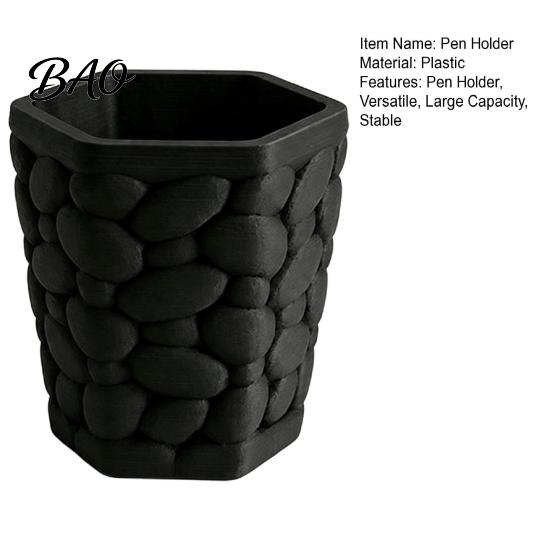 Plastic Pencil Cup for Stationery Pebble Texture Pen Holder, Hexagonal Desktop Organizer, Stable Anti-Tip 3D Personalized Desk Gift Women Printed PLA