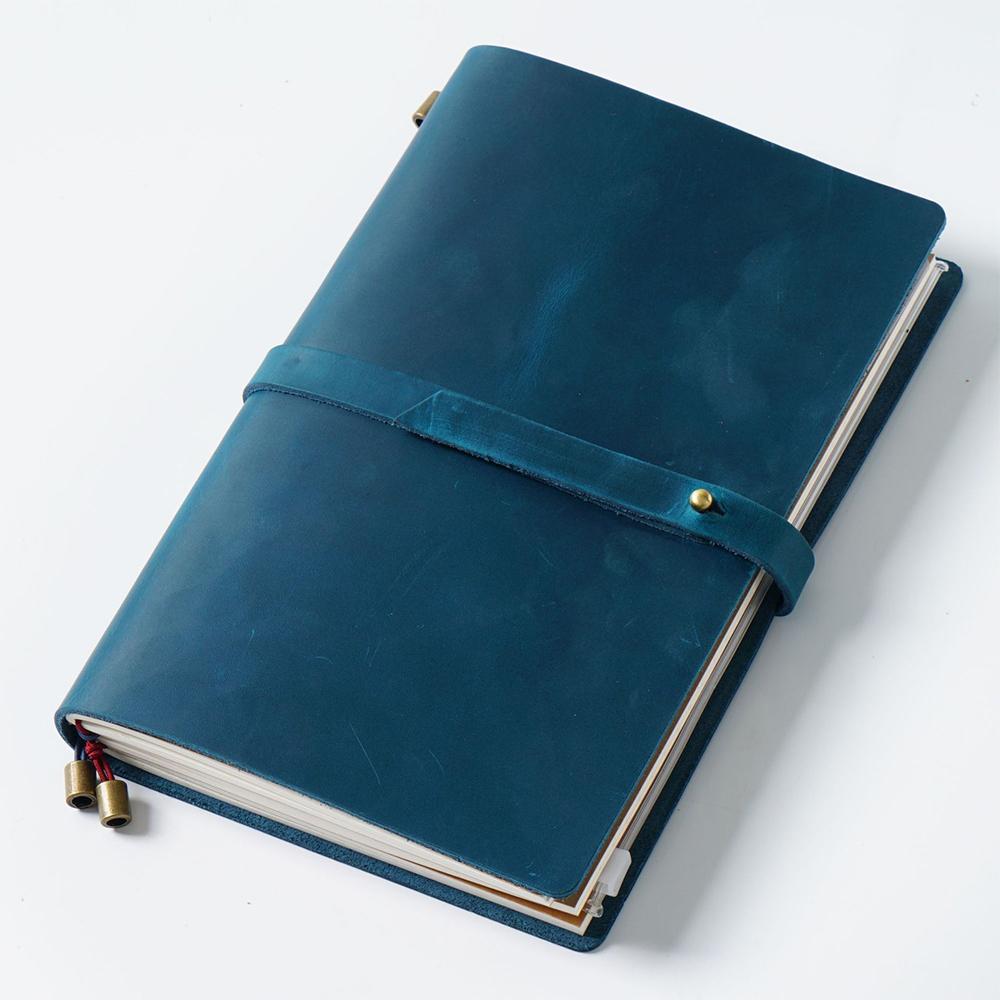 Functional Genuine Leather Journals Travel-Diary Durable Full-Grain Leather Cover Thick Tear-Resistant Souvenir-Notebook Custom