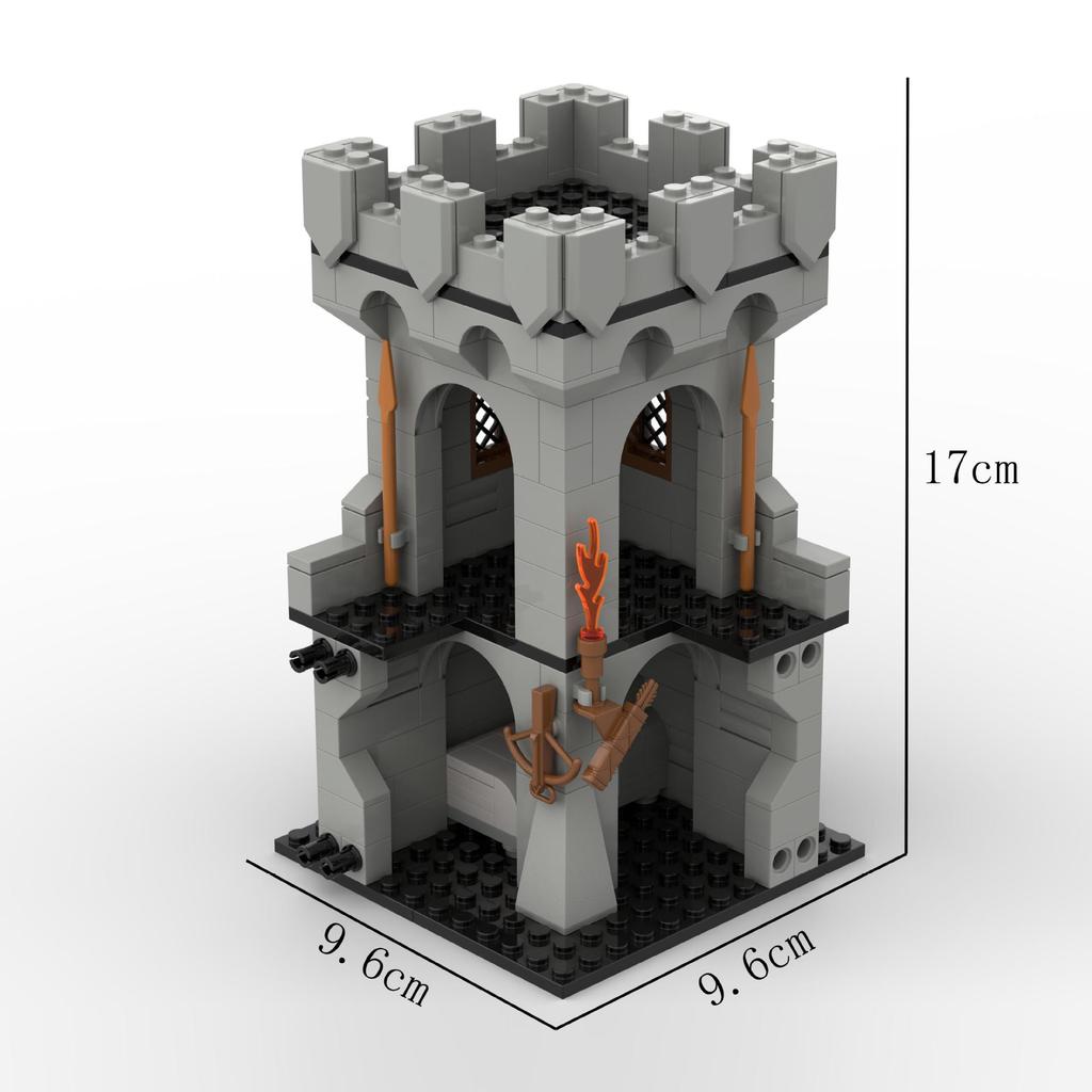 Medieval City Block Building Set - Interlocking Tower and Wall Scene Assembly