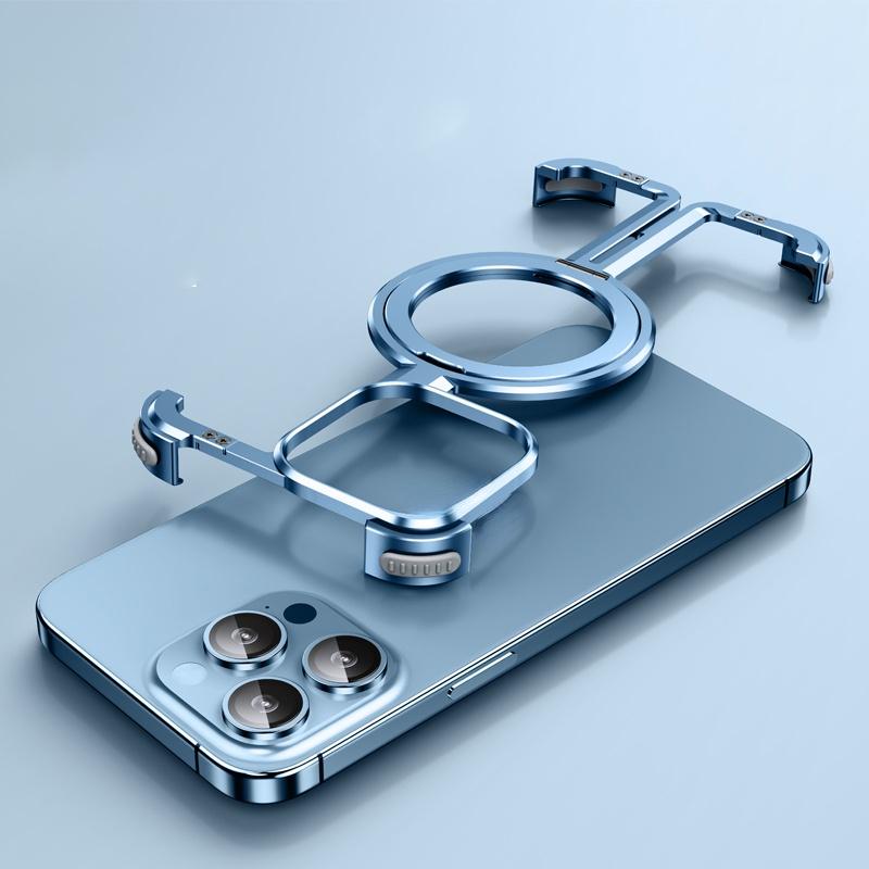 Oatsbasf Magsafe Handyhülle für iPhone 13/14/15 mit verstecktem Handyhalter Rahmenlose Handyhülle Wärmeableitende Handyhülle Bumper