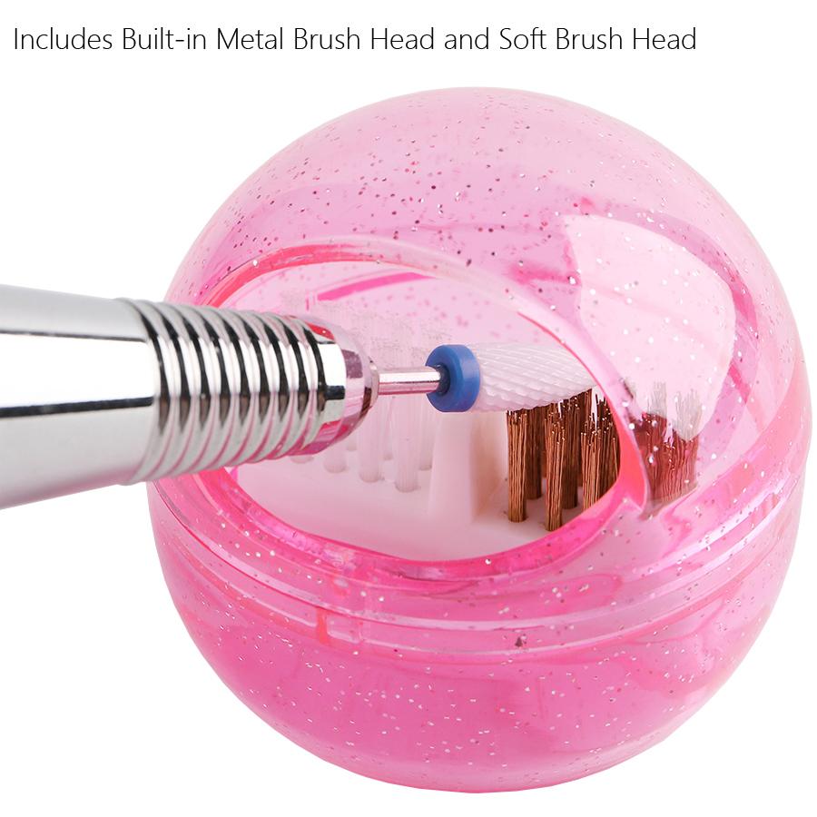 Nail Drill Bits Cleaning Box, Detachable Dual-Use Soft and Hard Wire Brush for Effective Cleaning, Manicure Nail Care Tool