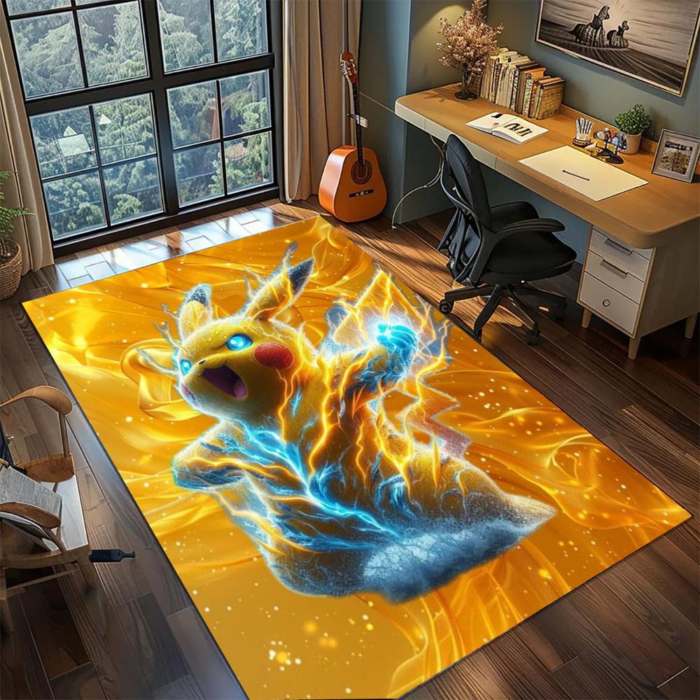 Pikachu Area Rug Home Gamer Room, Non Slip Washable Large Carpet Floor Mat Bedroom Indoor Decor.-TING