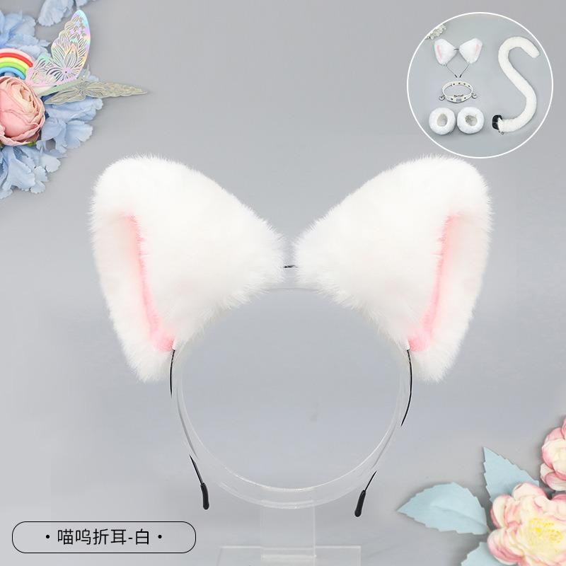 Плюшевый ободок с кошачьими ушками ручной работы, аксессуары для волос, головной убор с ушками животных, заколка для волос с лисьими ушками. One Size