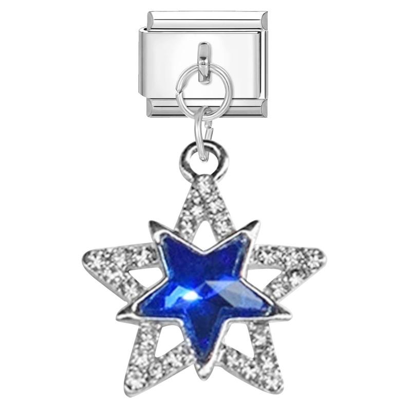 New Shiny Bow Knot Butterfly Moon Star Zircon Pendant Italian Charm Link Fit 9MM Bracelet Stainless Steel Women Men DIY Making