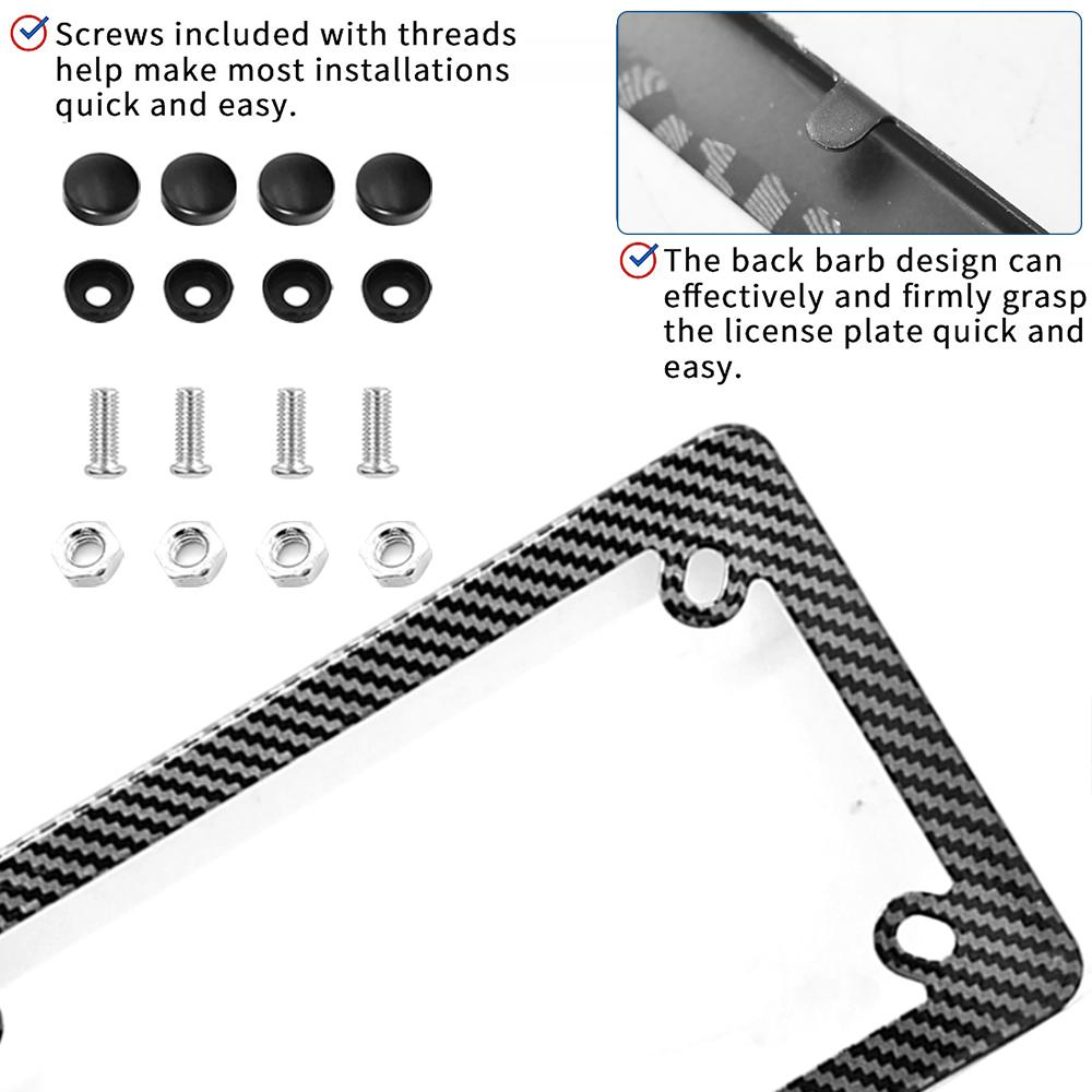 4"L x 7"W Motorcycle License Plate Frame Carbon Fiber License Number Plate Tag Cover Bracket Decoration Motorcycle Accessories