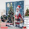 2pcs 2D Flat Printing Christmas Drapes Santa Claus and Reindeer Christmas Scene Fabric Without Electricity Party Decorations for