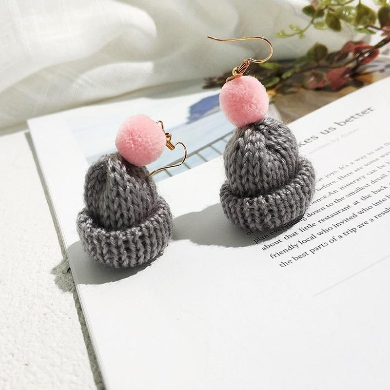 Women Earrings Christmas Hat Earrings Knitted Wool Hat Earring Cute Pendant Personality Funny