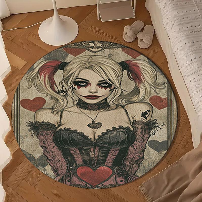 Jo-ker Floral Portrait Round Rug for Livingroom,Bedroom, Palyroom, Chair Rug, Area rug, Circle Carpet, Large Size Fan Christmas gift