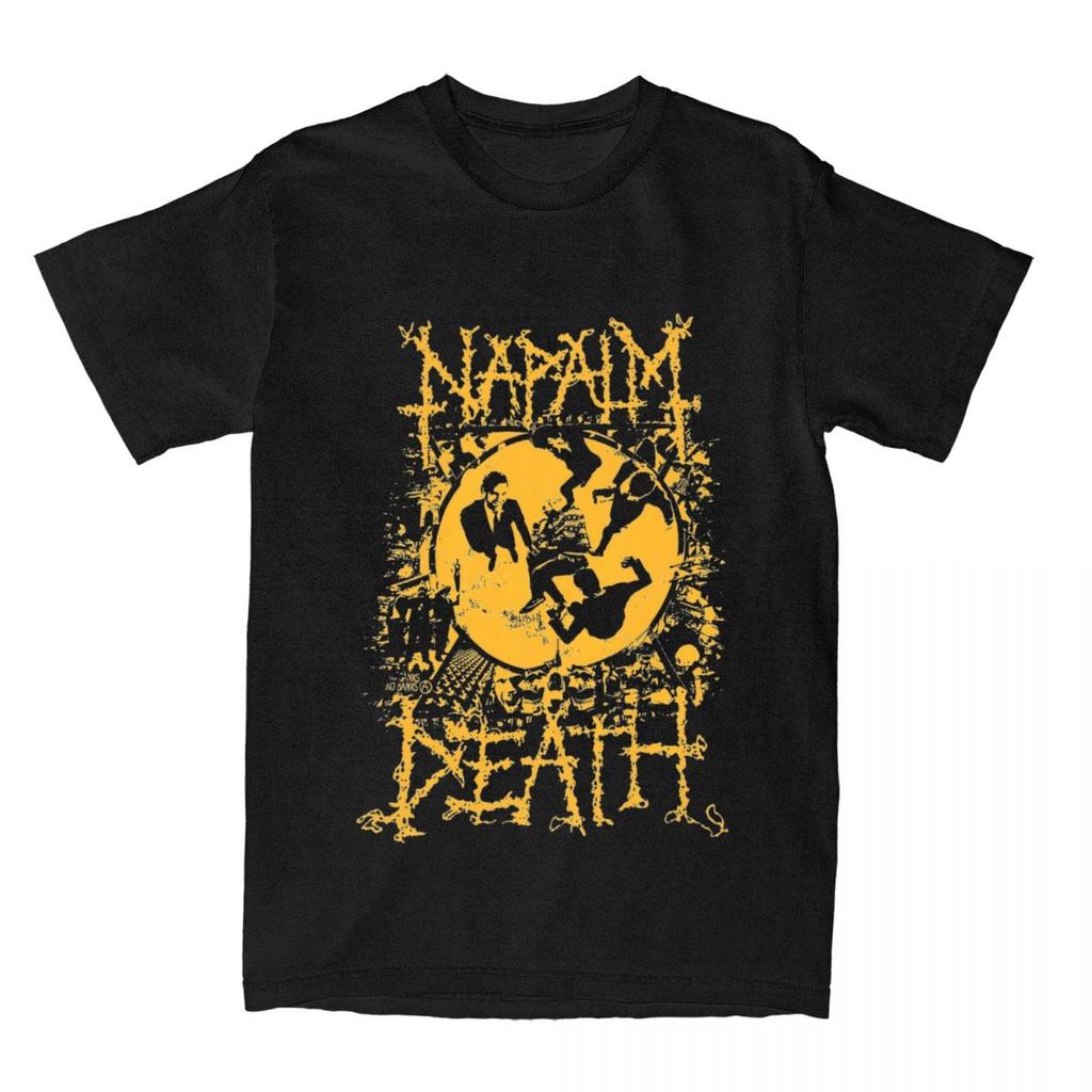 Herr Dam Napalm Death Musikband T-shirt Death Metal 100% Bomull Toppar Fantastisk Kortärmad Rundhalsad T-shirt Stor Storlek Skjorta