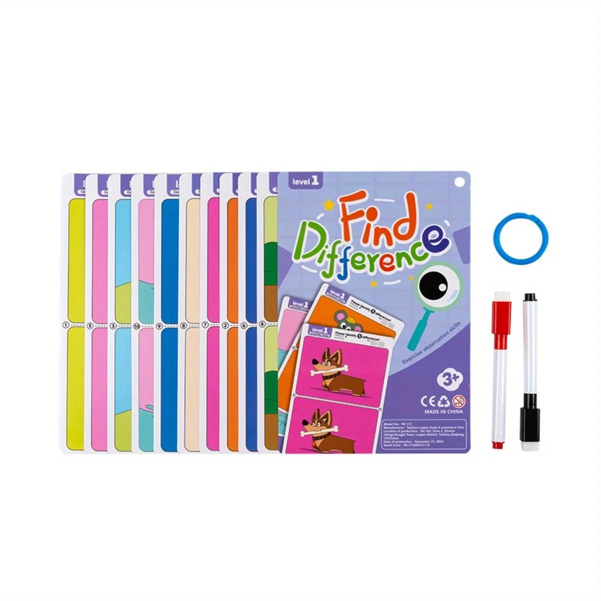 

Find Differences Cards Reusable Erasable Early Learning Educational Toys With Color Illustrations Preschool Educational Tools