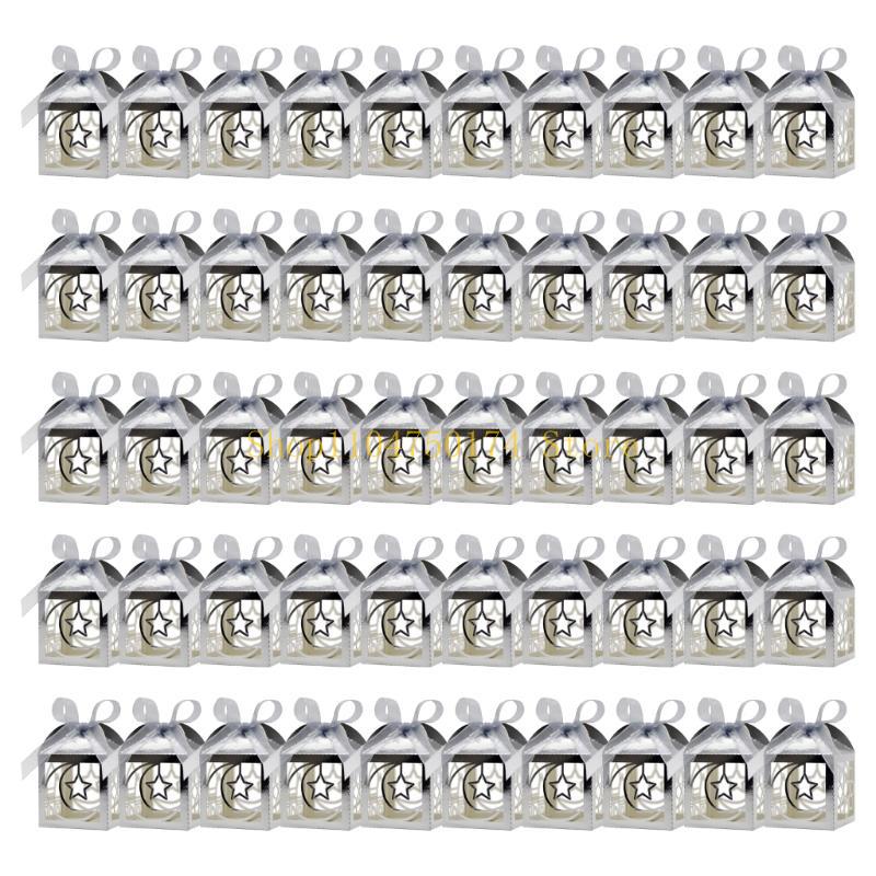50PCS Eid Mubarak Boxes Eid Decoration Supplies Candy Box Suitable for Festival Treats and Festival Parties Decorations top sale