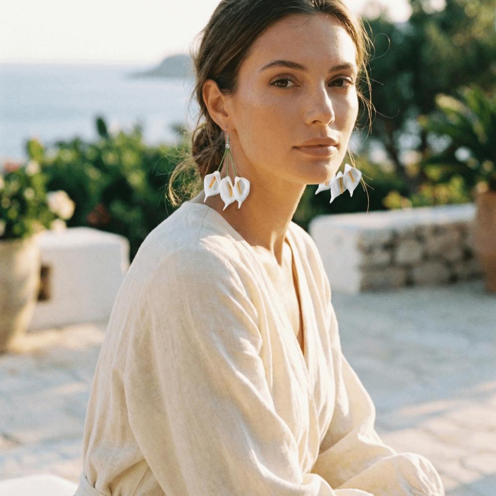 Colorful Long Flower Earrings Bohemian Fashion Jewelry Fashion Calla Eardrops Ethnic