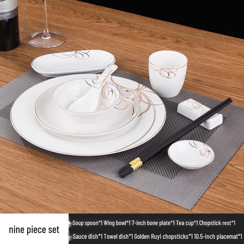 Diruian Gold Bowknot Ceramic Tableware Collection