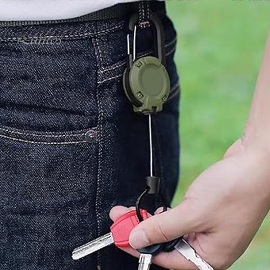 Portable Retractable Keychain Carabiner Badge Holder Strong Load-bearing Compact Size Portable Telescopic Keychain Clip Camping Accessories