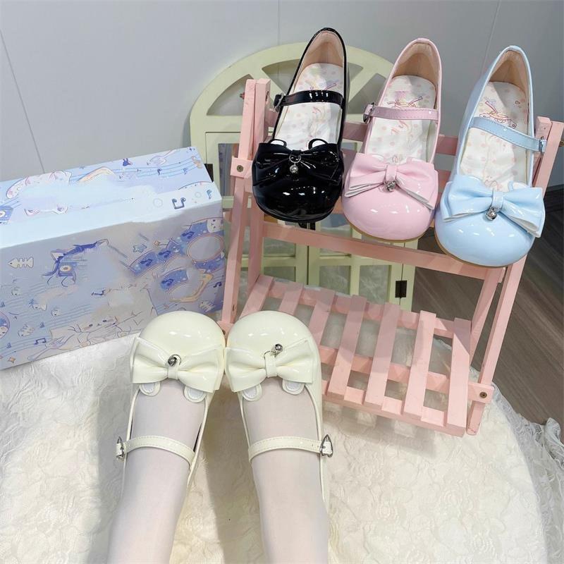 Sweet and Cute Bow Lolita Lolita Shoes 2025 New Summer Daily Versatile Mary Jane Small Leather Shoes