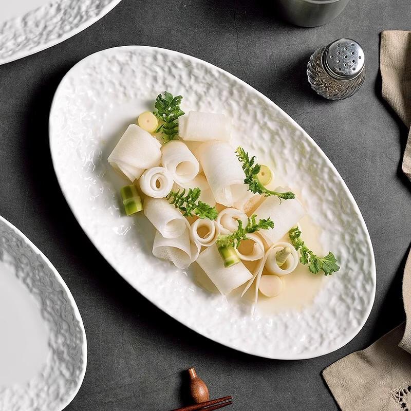 Japanese Style Ceramic Oval Fish Plate Set