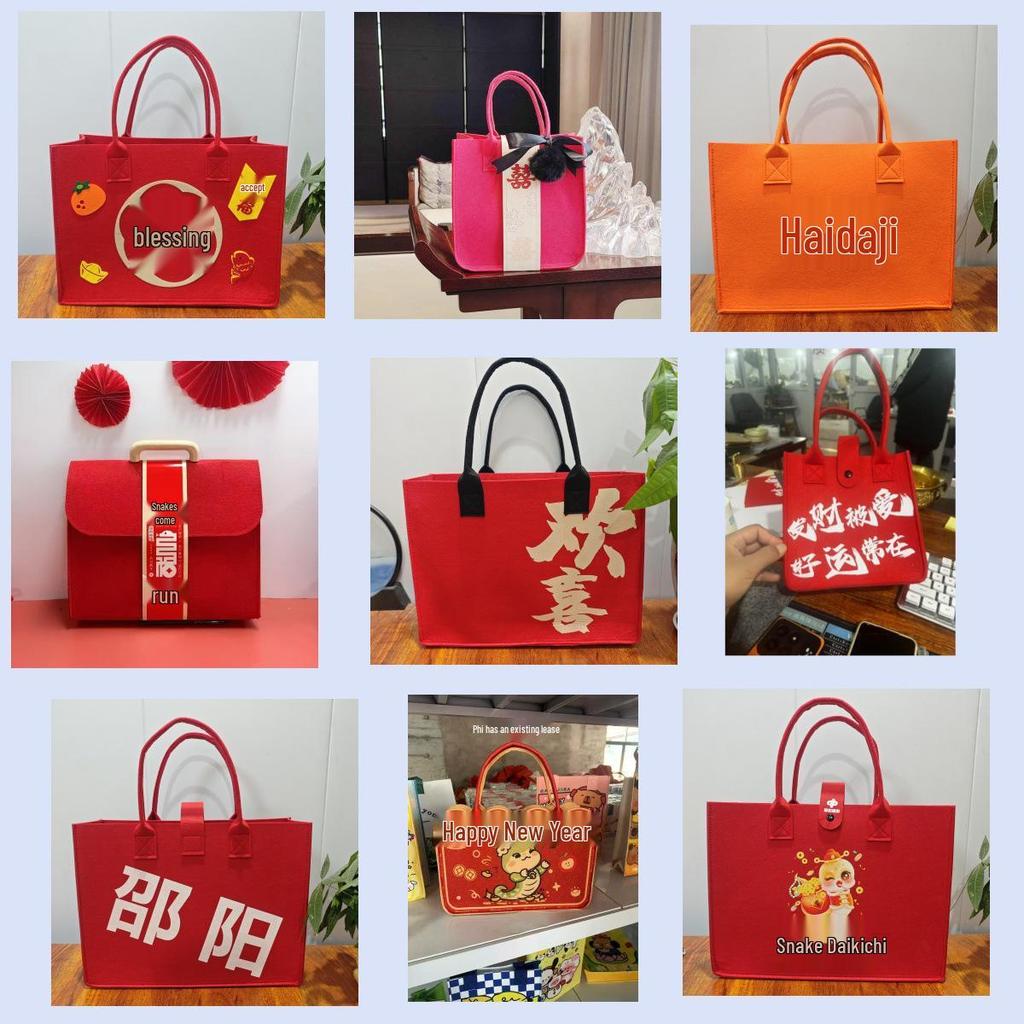 Large Capacity Cartoon Souvenir Tote Bag - Felt Handbag for Shopping and Commuting