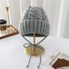 Retro knitted hat autumn and winter thickened warm wool hat women's tide versatile face small bag head cold hat