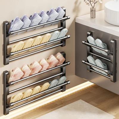 Non Perforated Simple Shoe Rack Foldable Drainage Bathroom Slippers Rack Multi-layer Wall-mounted Rack Home Storage