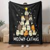 1pc Cat Printing Lightweight Flannel Blanket, Comfortable and Warm Blanket, for Camping Sofa Bed and Couch Office, In All Seasons