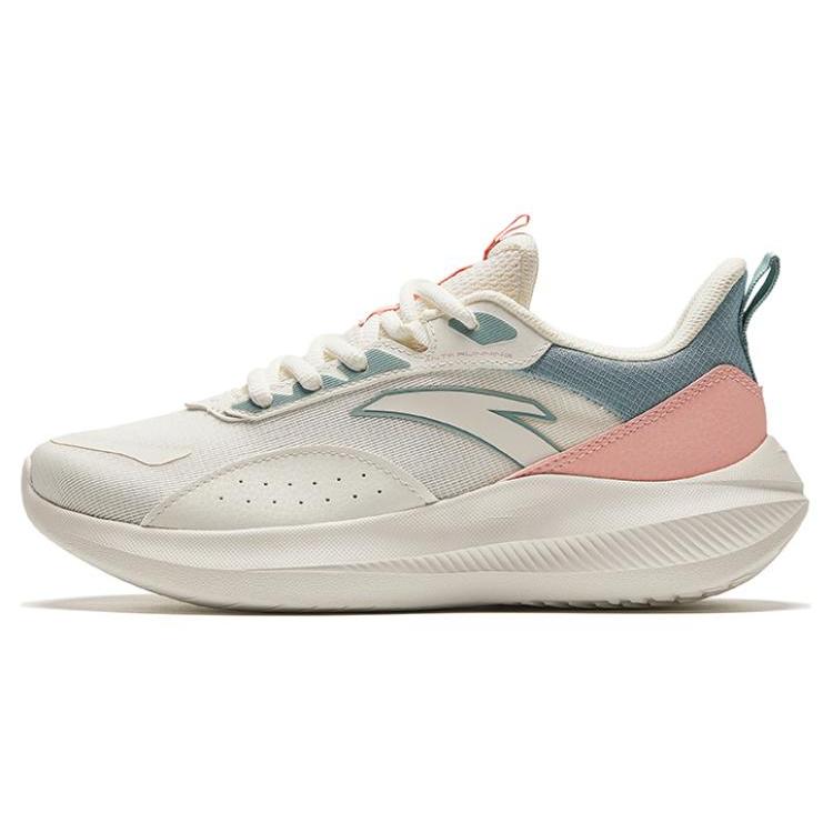New Anta Abrasion Resistant, Breathable, Lightweight Low Top Running Shoes Women's White Pink Cyan 922345512-5