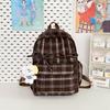 Schoolbag Japanese ins literary style soft sister plaid travel small backpack spring new high-value college student backpack