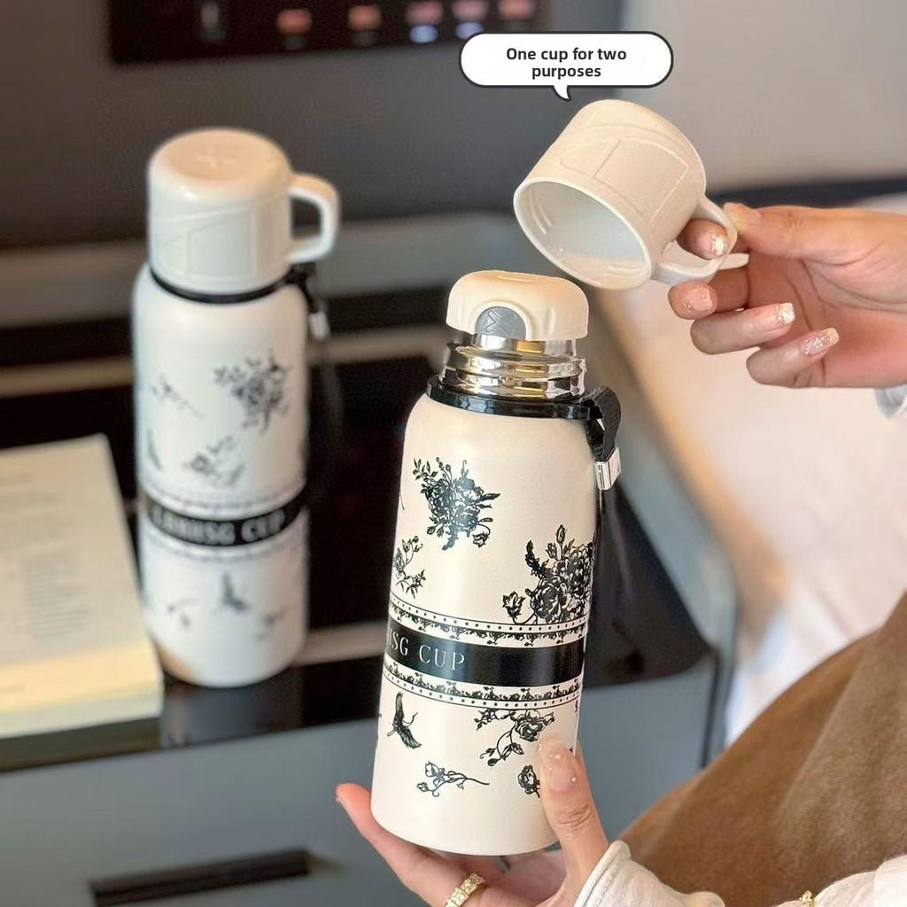 Gardenia Flower Insulated Vacuum Flask With Tea Leak For Home Office Use