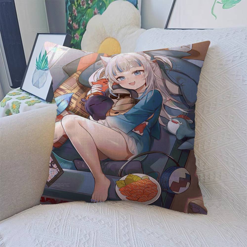 Gawr Gura Kawaii Cushion Cover Pillow Cover Decor Pillowcase Printed Cushion Case for Couch