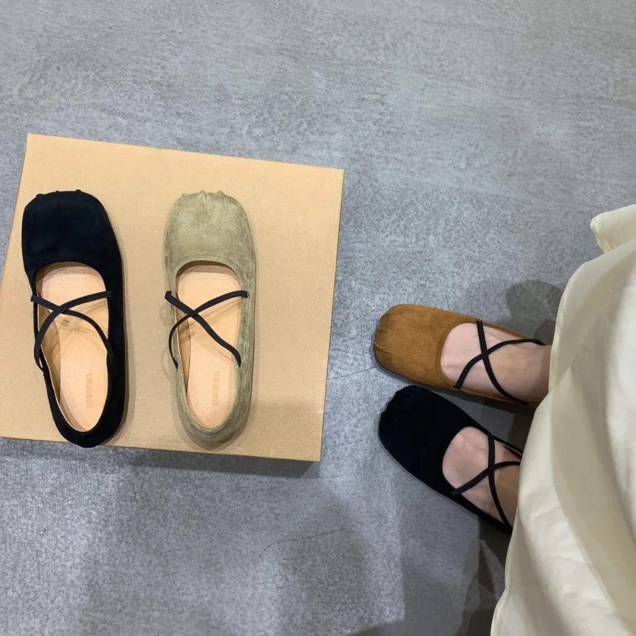 Fashion Bailamos New Brand Women Flats Fashion Square Toe Shallow Mary Jane Shoes Soft Casual Ballet Shoes Slingback Shoes