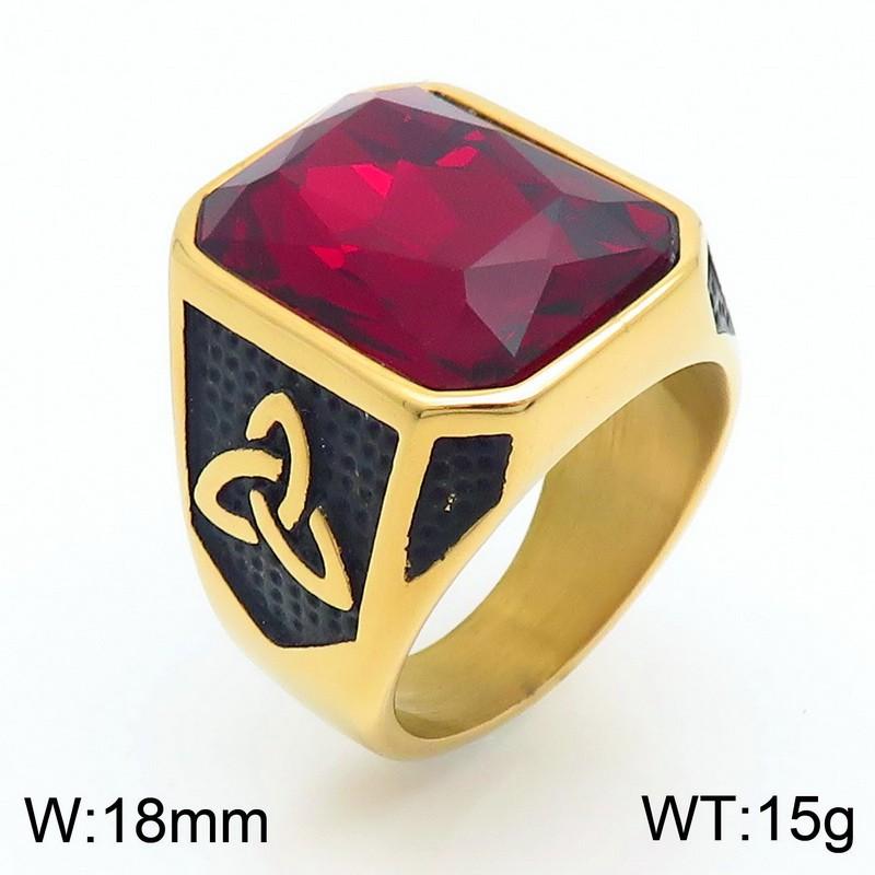Source Retro Viking Jewelry, Palace Style Luxury Gemstone Engraved Stainless Steel Men'S Ring