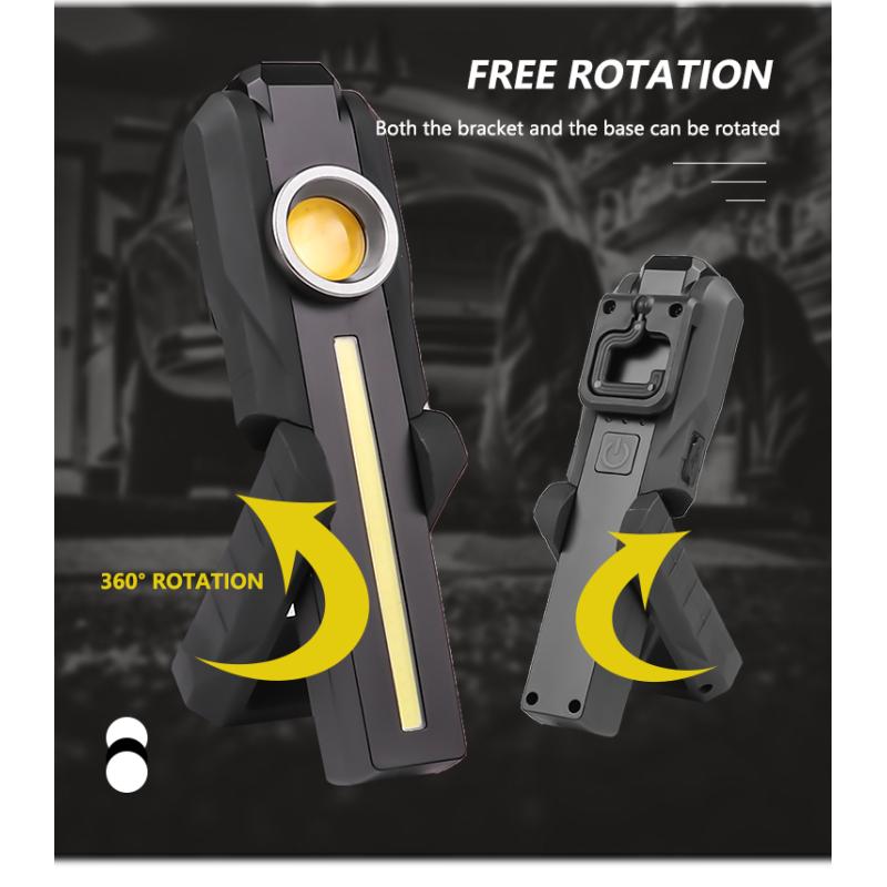 Rechargeable LED+COB Work Light Portable Magnetic Folding USB Charging Handheld Flashlight