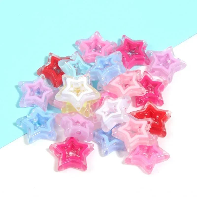TX13 Pentagram Niche Girl Wind Sweet Design Filling Bead Bracelet Spacer Acrylic Hollow Star Necklace DIY Jewelry Accessorie